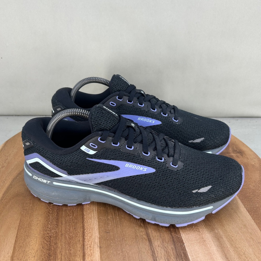 Brooks Ghost 15 Womens Running Shoes Black Purple 1203801B011 Size 10
